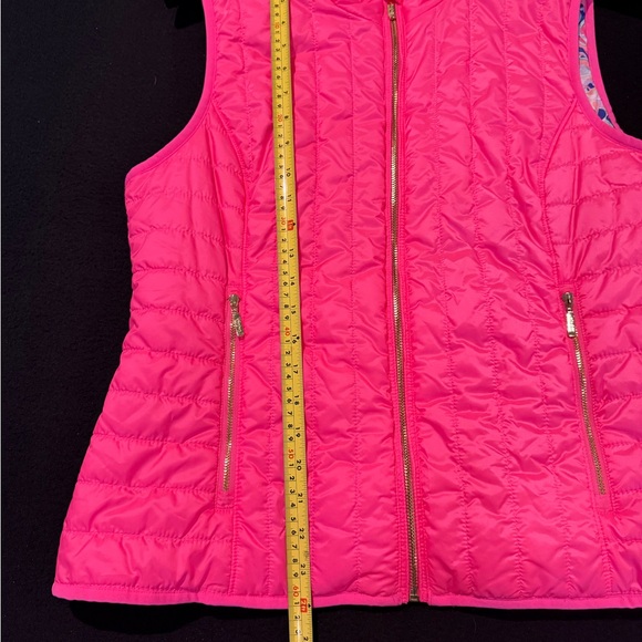 Lilly Pulitzer Skylar Flamingo Pink Vest Jacket  Gold Zippers Womans XL - Picture 6 of 8